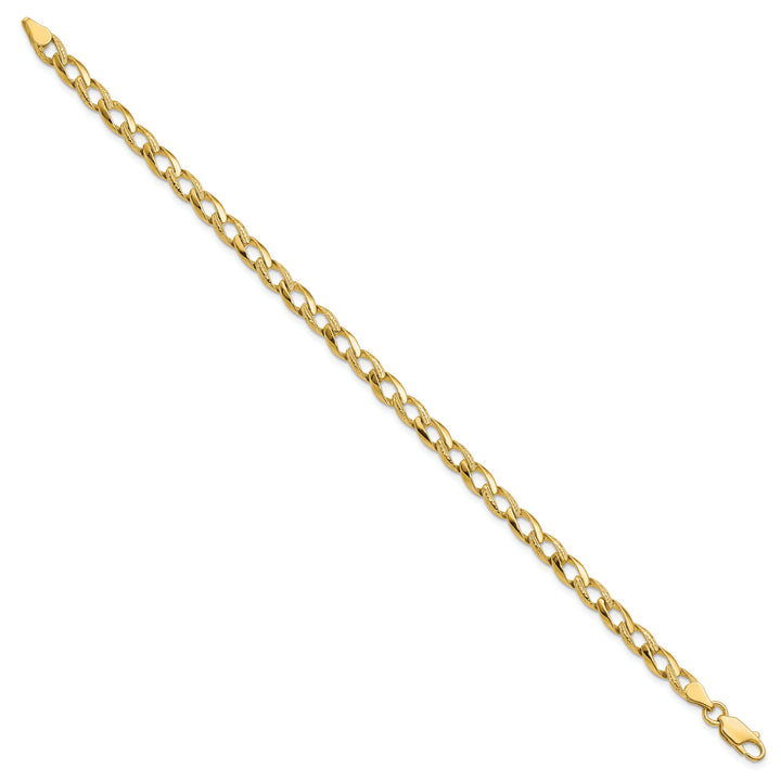 10K Yellow Gold 5.25mm Fancy and Textured Curb Link Bracelet 8 Inch