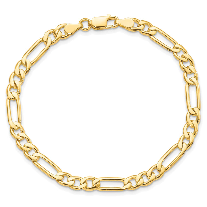 10K Yellow Gold 5.25mm Fancy Figaro Link Bracelet 8 Inch