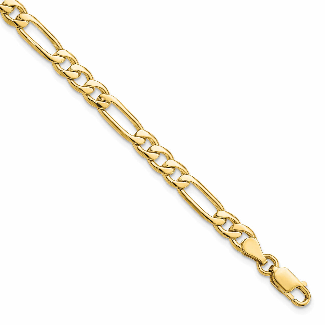 10K Yellow Gold 5.25mm Fancy Figaro Link Bracelet 8 Inch