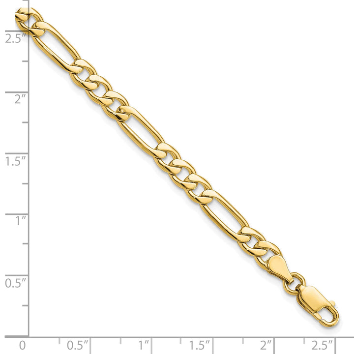 10K Yellow Gold 5.25mm Fancy Figaro Link Bracelet 8 Inch