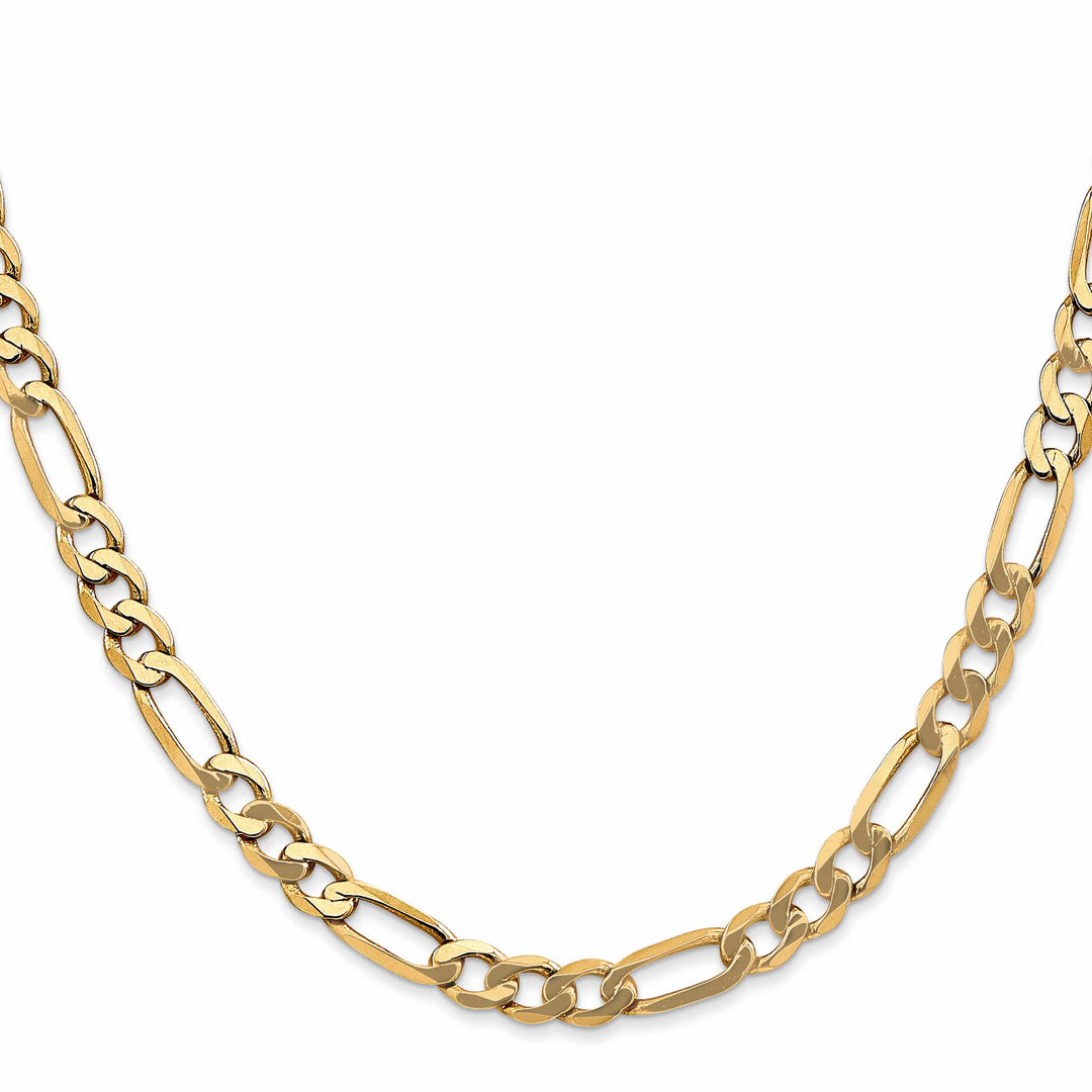 10K Yellow Gold 5.25mm Flat Figaro Chain 26 Inch