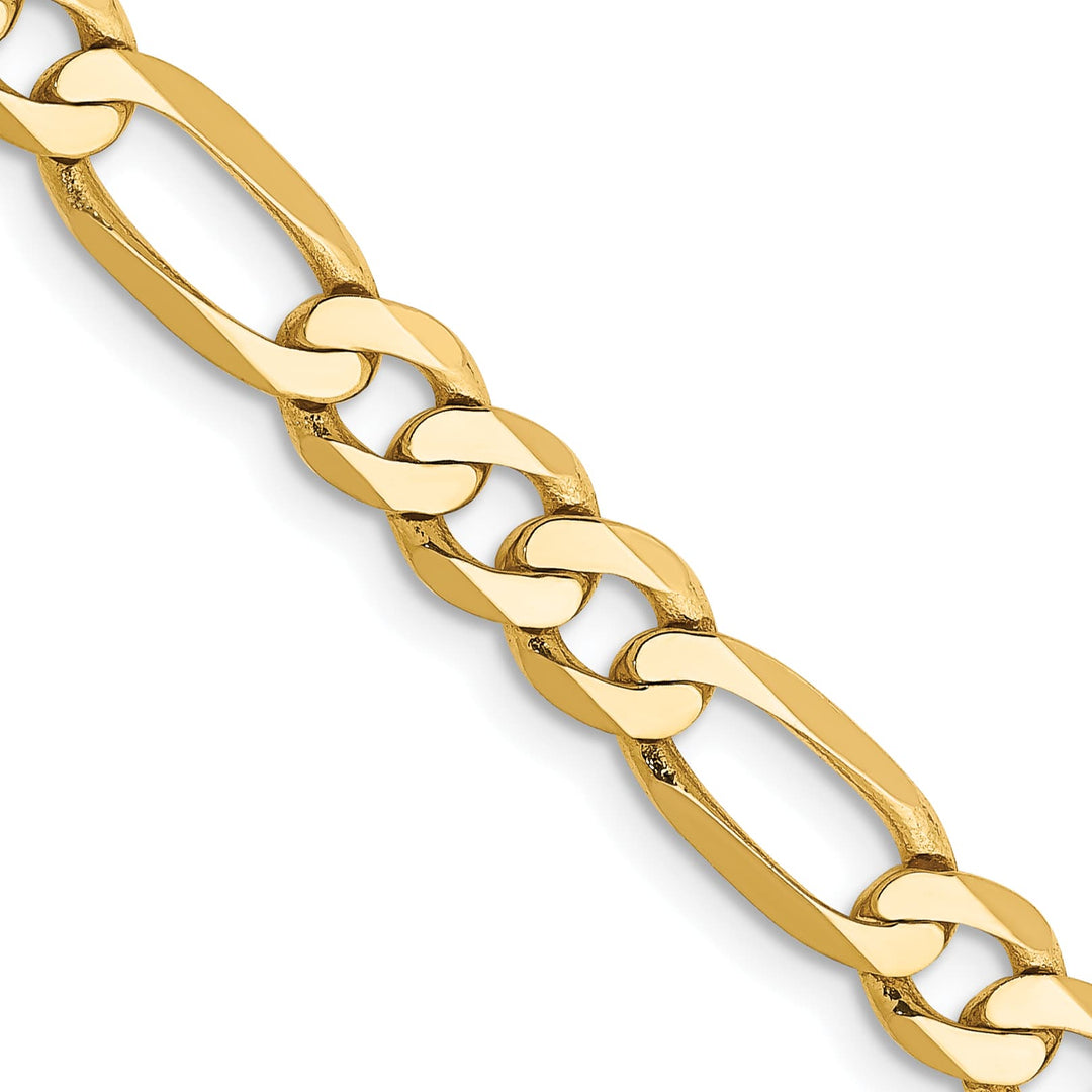 10K Yellow Gold 5.25mm Flat Figaro Chain 26 Inch