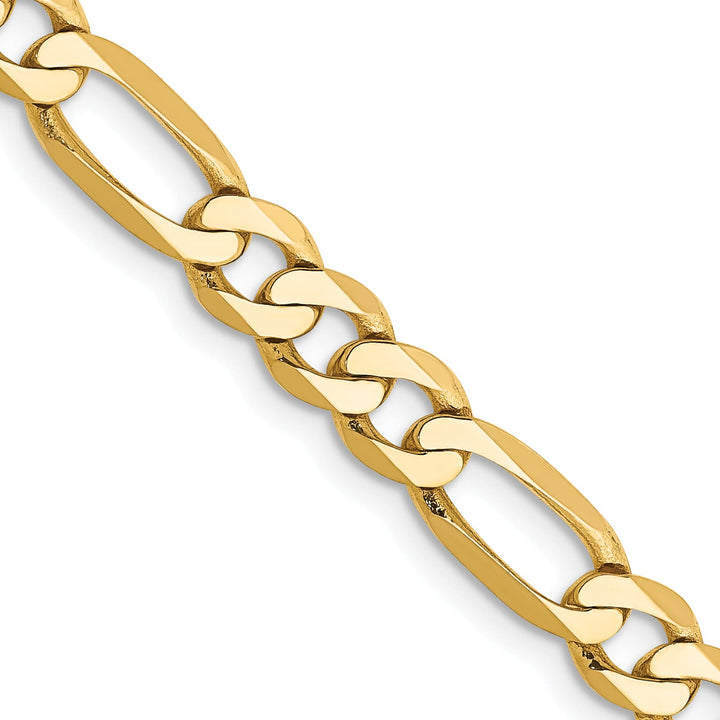 10K Yellow Gold 5.25mm Flat Figaro Chain 26 Inch