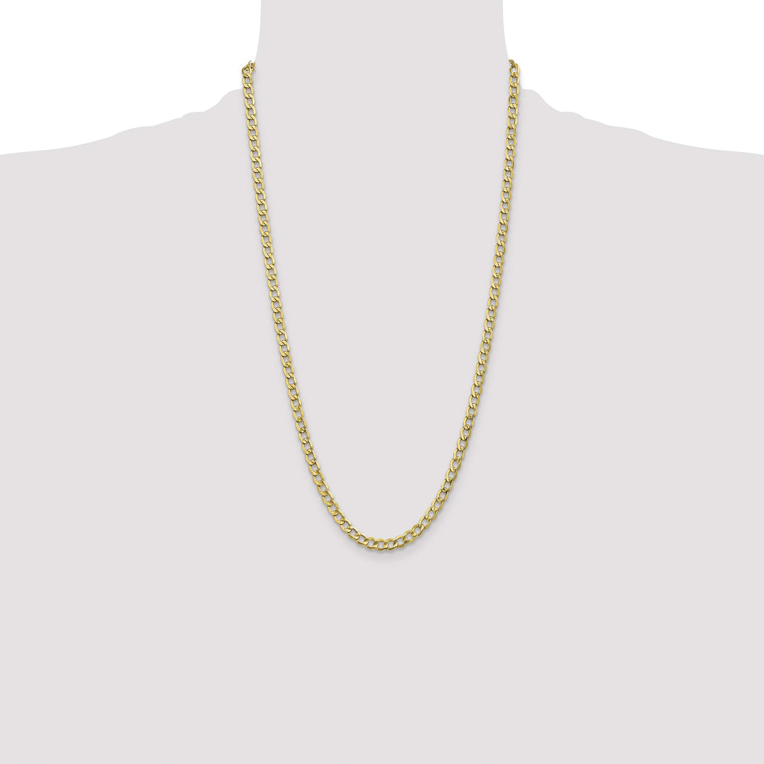 10K Yellow Gold 5.25mm Semi-Solid Curb Link Chain 26 Inch