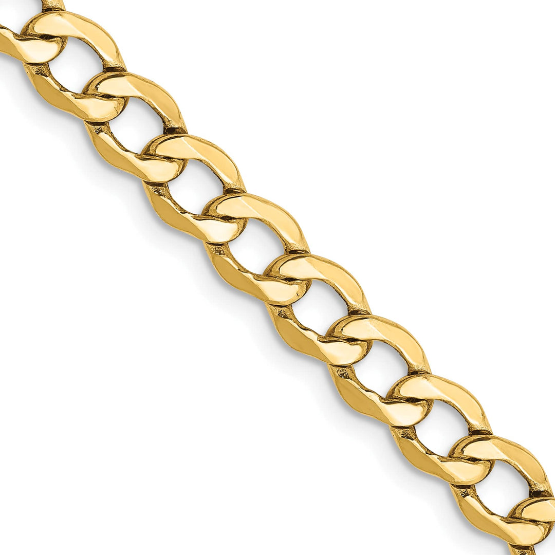 10K Yellow Gold 5.25mm Semi-Solid Curb Link Chain 26 Inch