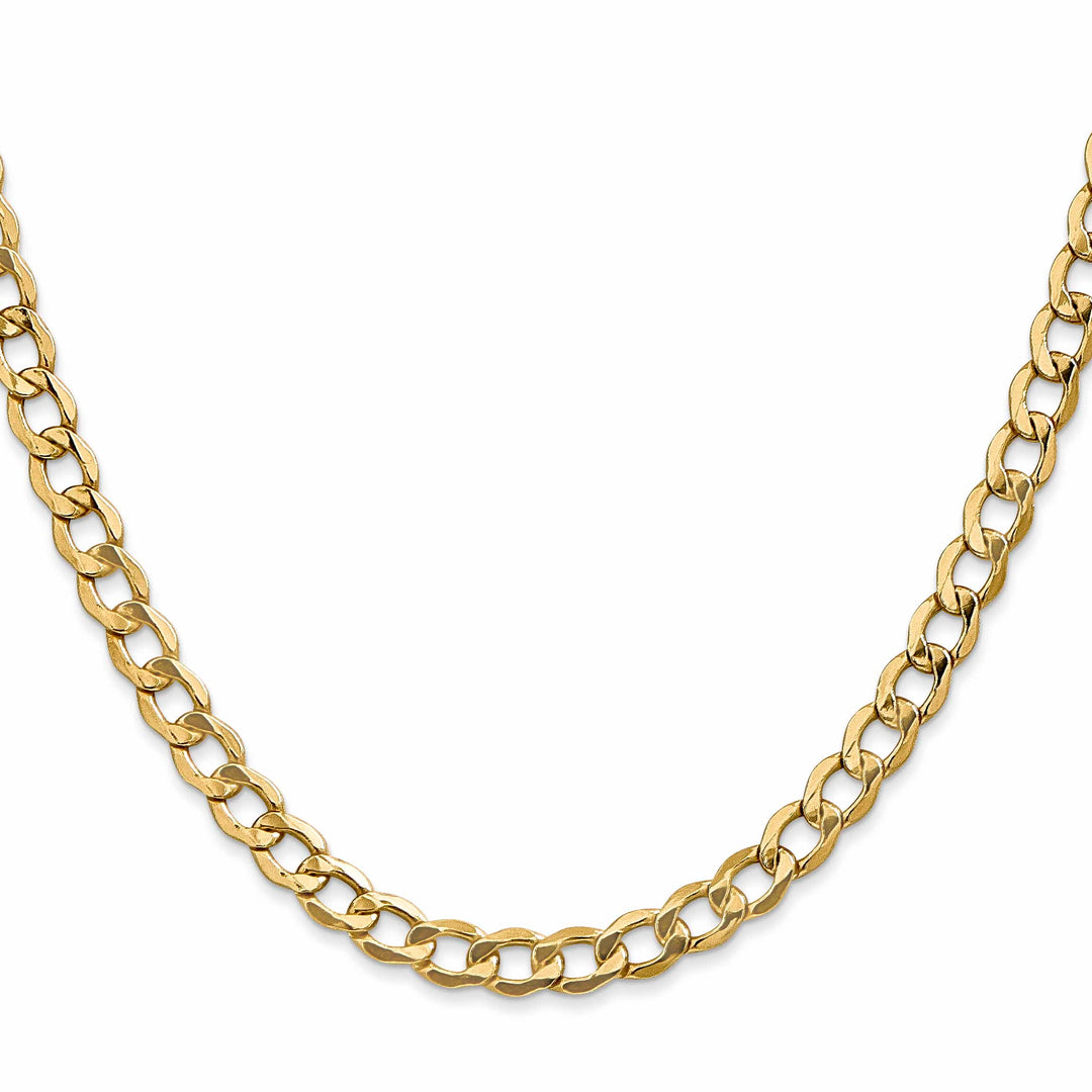 10K Yellow Gold 5.25mm Semi-Solid Curb Link Chain 26 Inch