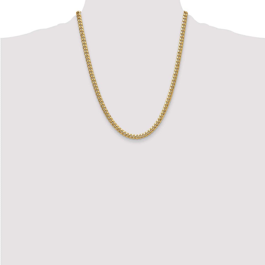 10K Yellow Gold 5.25mm Semi-Solid Miami Cuban Chain