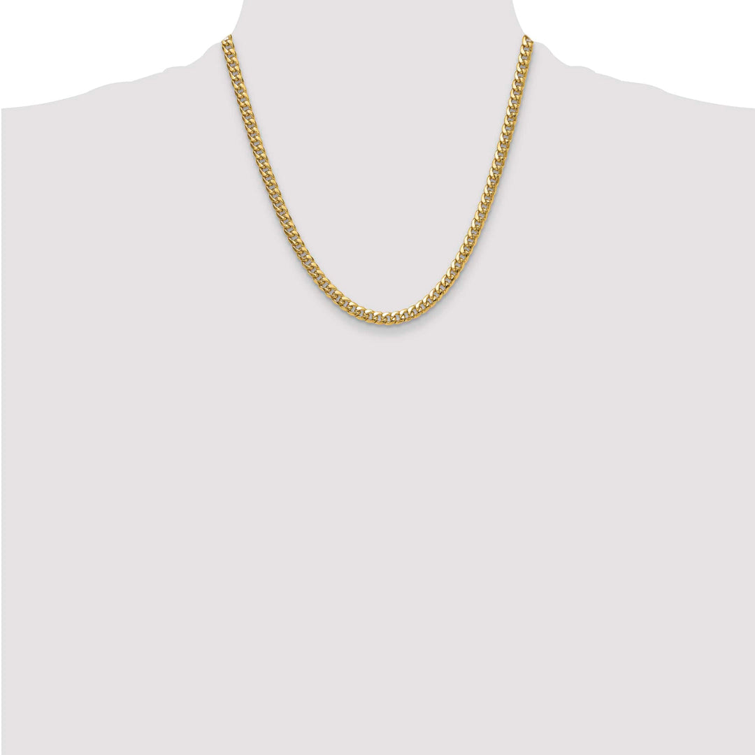 10K Yellow Gold 5.25mm Semi-Solid Miami Cuban Chain