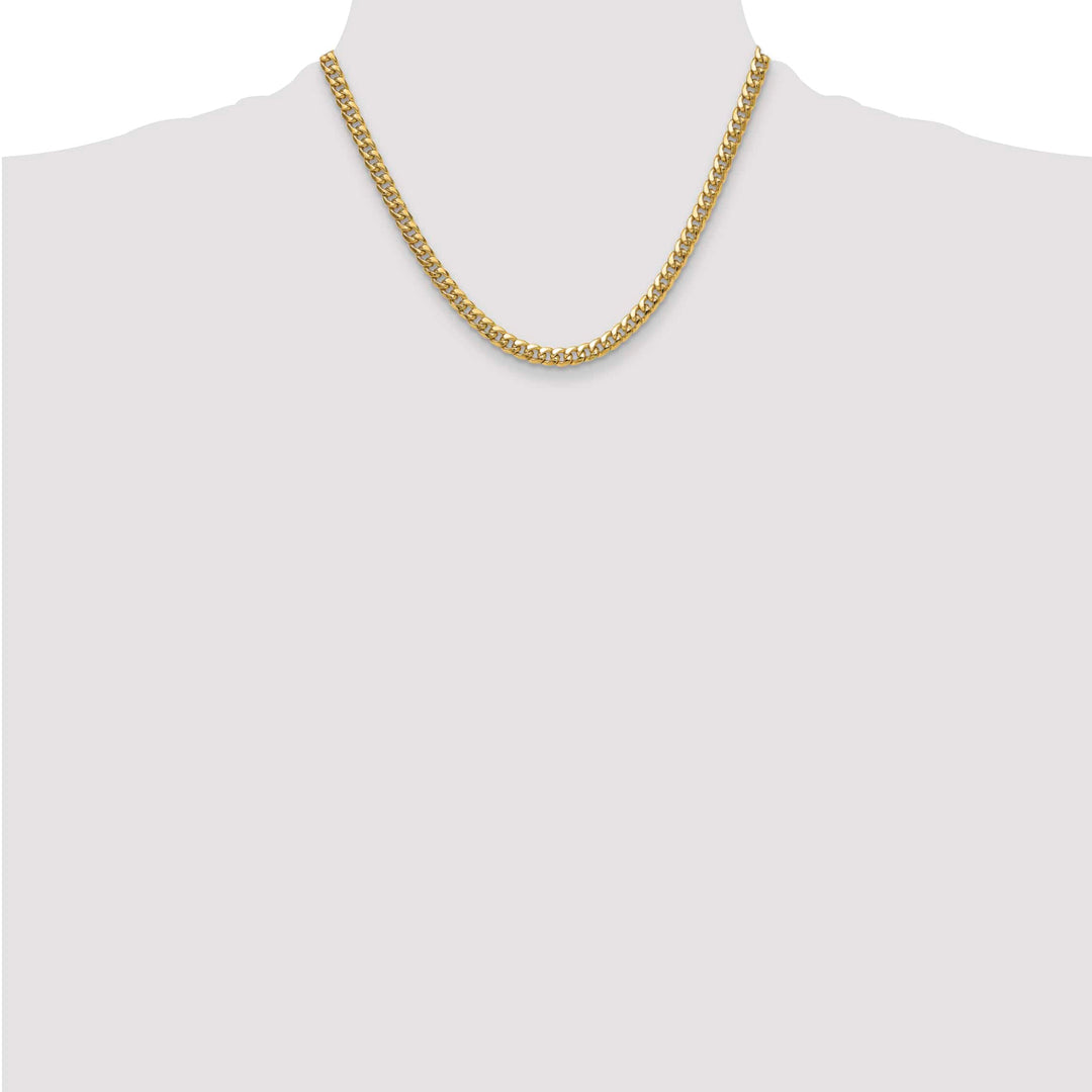 10K Yellow Gold 5.25mm Semi-Solid Miami Cuban Chain