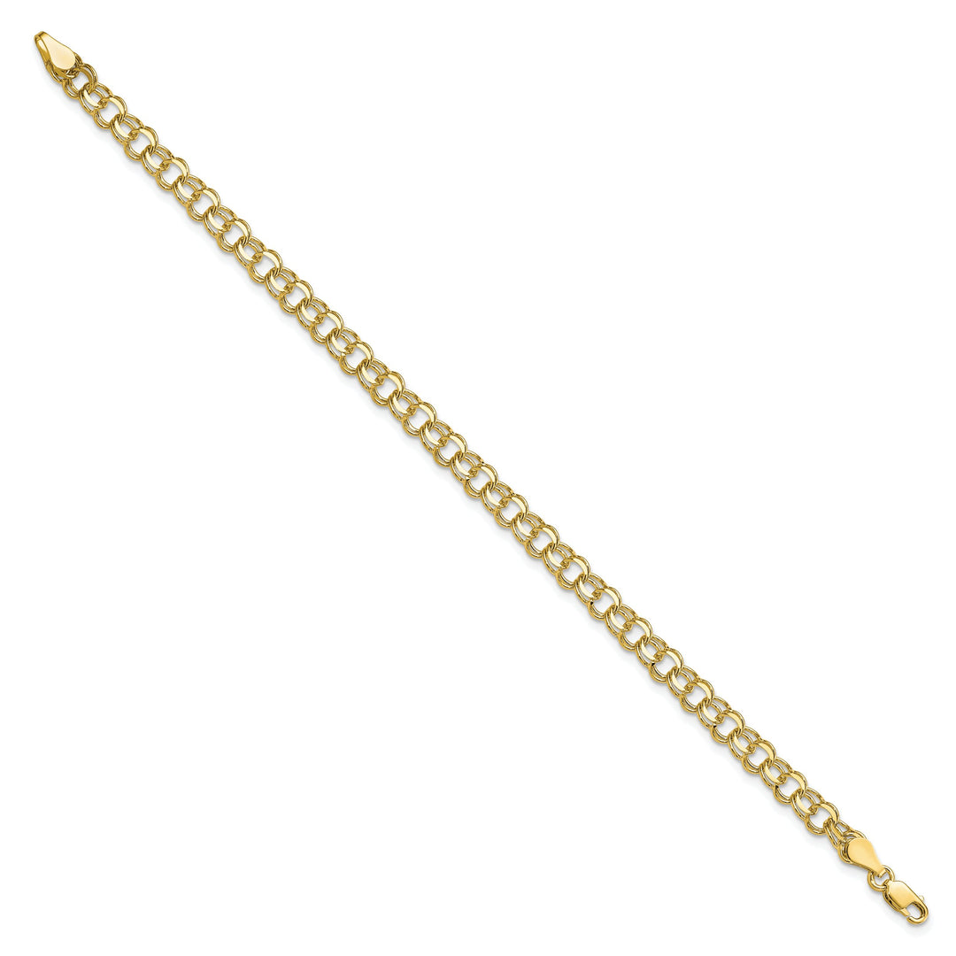 10K Yellow Gold 5.25mm Solid D.C. Double Link Charm Bracelet