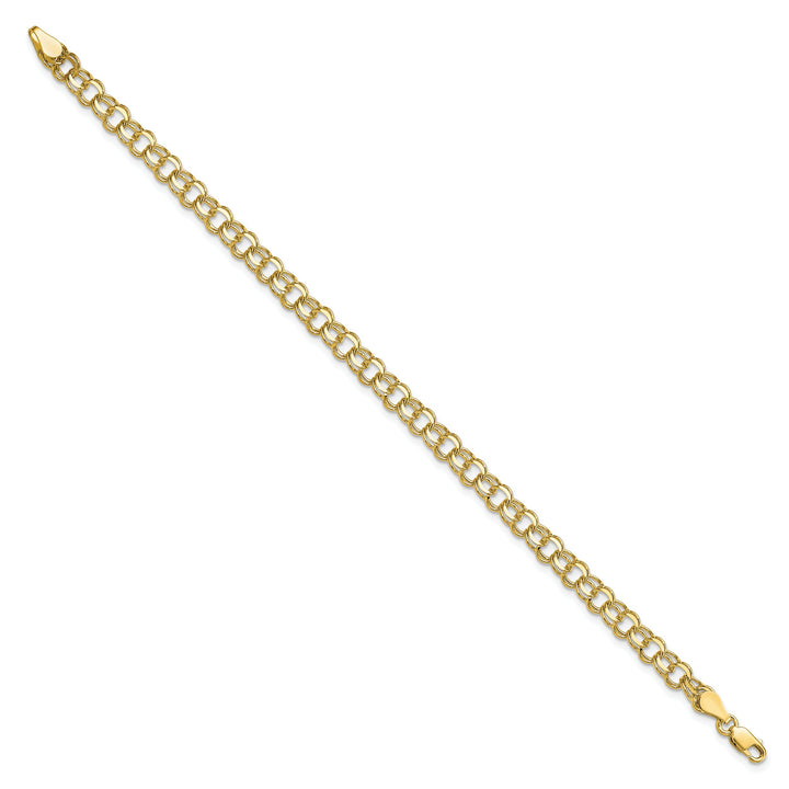 10K Yellow Gold 5.25mm Solid D.C. Double Link Charm Bracelet