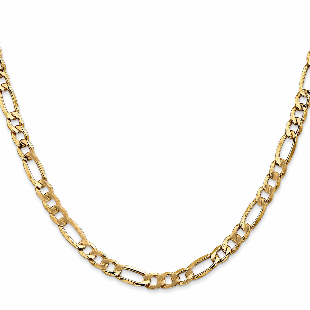 10K Yellow Gold 5.35mm Semi-Solid Figaro Chain 26 Inch