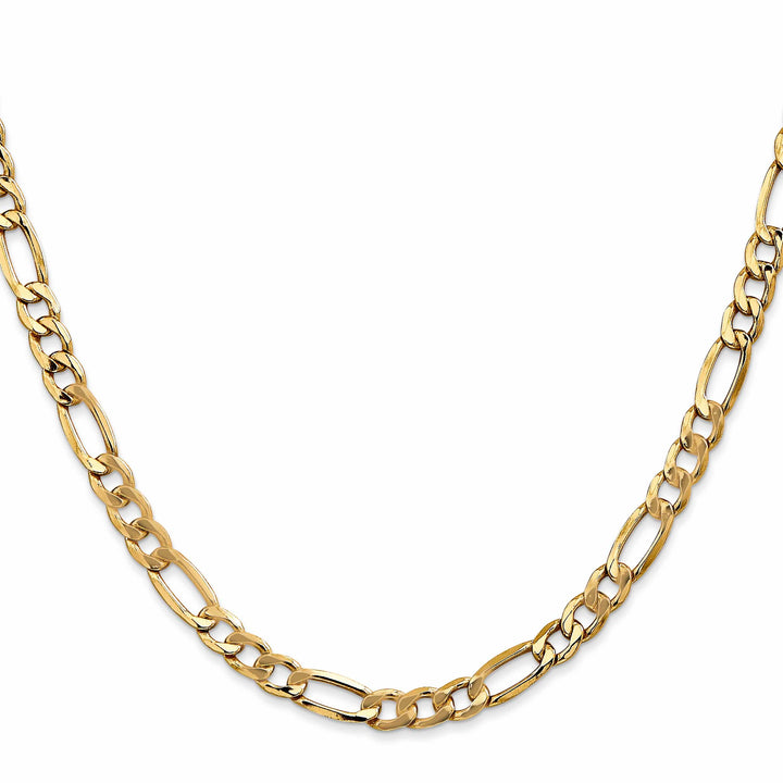 10K Yellow Gold 5.35mm Semi-Solid Figaro Chain 26 Inch