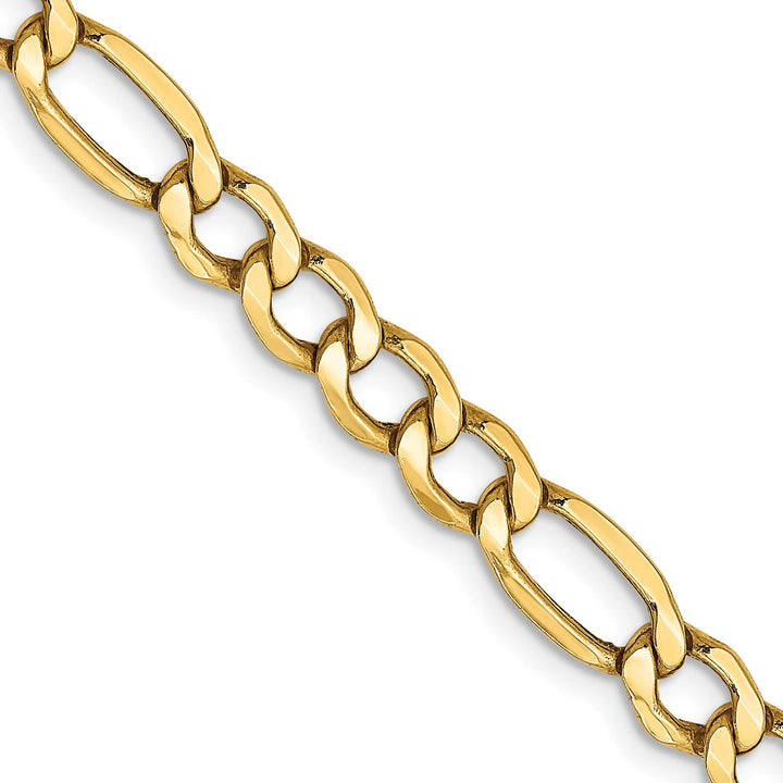 10K Yellow Gold 5.35mm Semi-Solid Figaro Chain 26 Inch