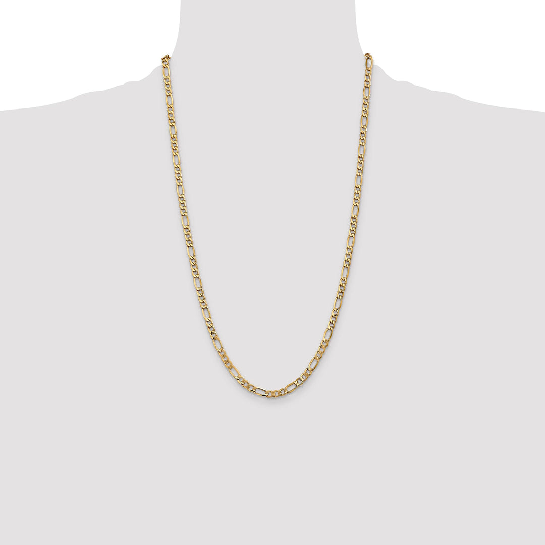 10K Yellow Gold 5.35mm Semi-Solid Figaro Chain 26 Inch