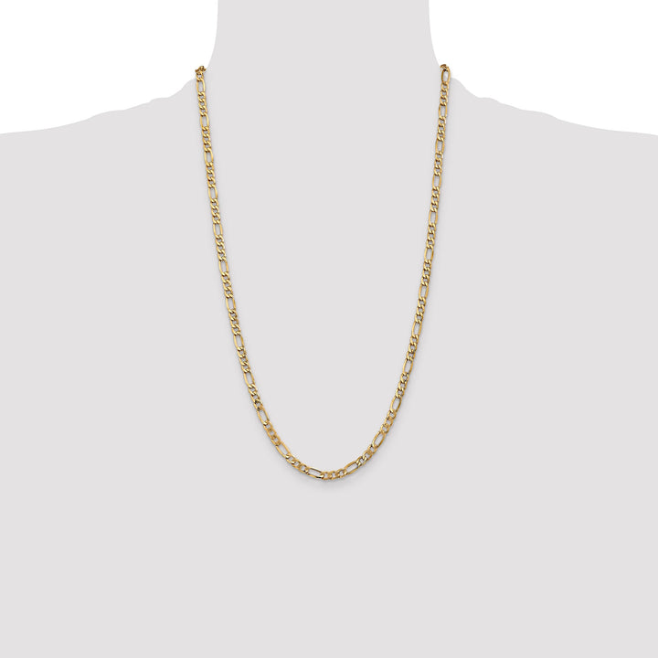 10K Yellow Gold 5.35mm Semi-Solid Figaro Chain 26 Inch