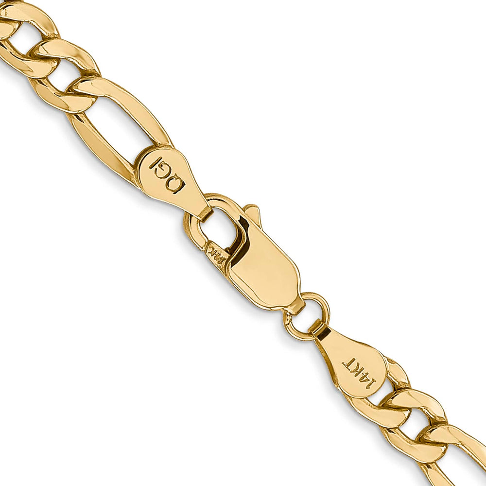 10K Yellow Gold 5.35mm Semi-Solid Figaro Chain 26 Inch