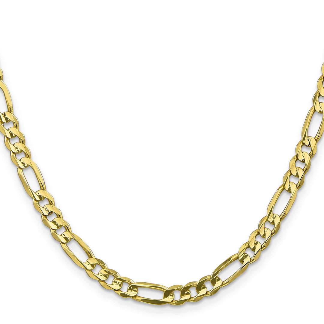 10K Yellow Gold 5.5mm Concave Open Figaro Chain 26 Inch