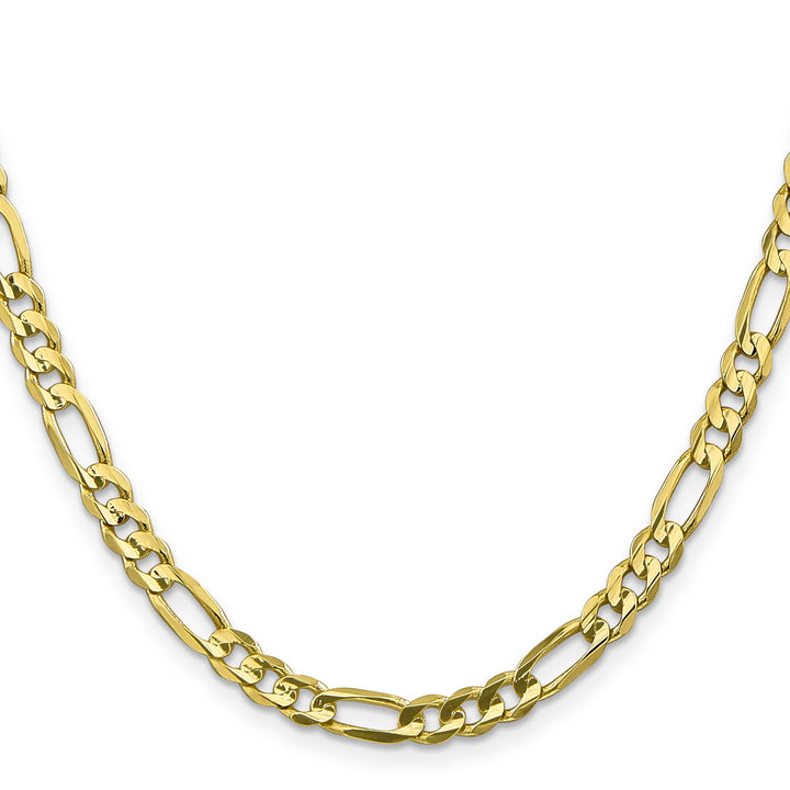 10K Yellow Gold 5.5mm Concave Open Figaro Chain 26 Inch