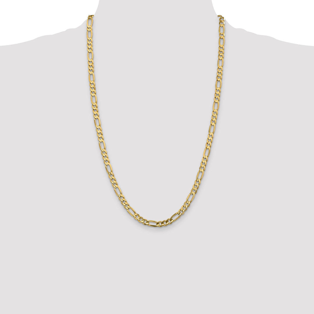 10K Yellow Gold 5.5mm Concave Open Figaro Chain 26 Inch