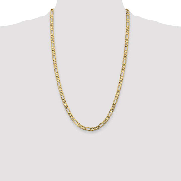 10K Yellow Gold 5.5mm Concave Open Figaro Chain 26 Inch