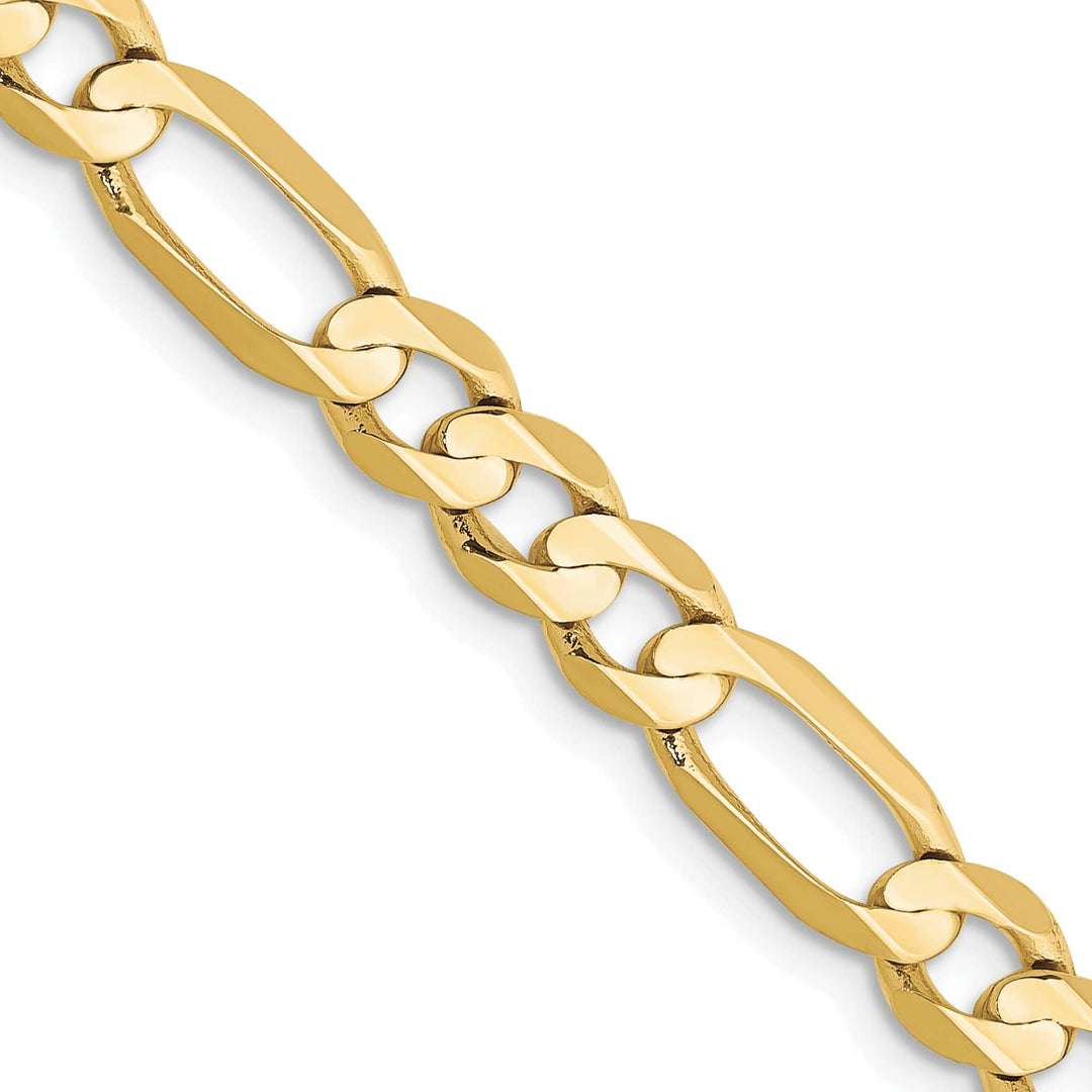 10K Yellow Gold 5.5mm Concave Open Figaro Chain 26 Inch