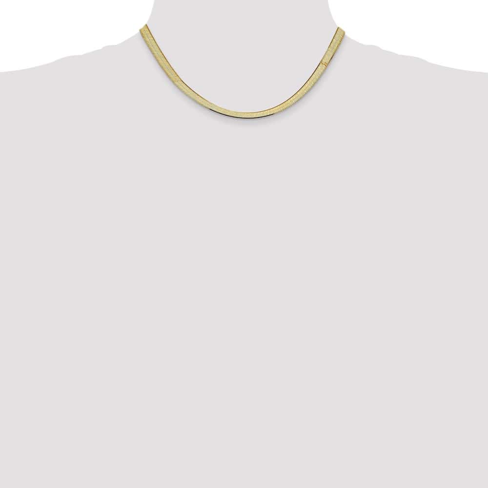 10K Yellow Gold 5.5mm Silky Herringbone Chain Size 16