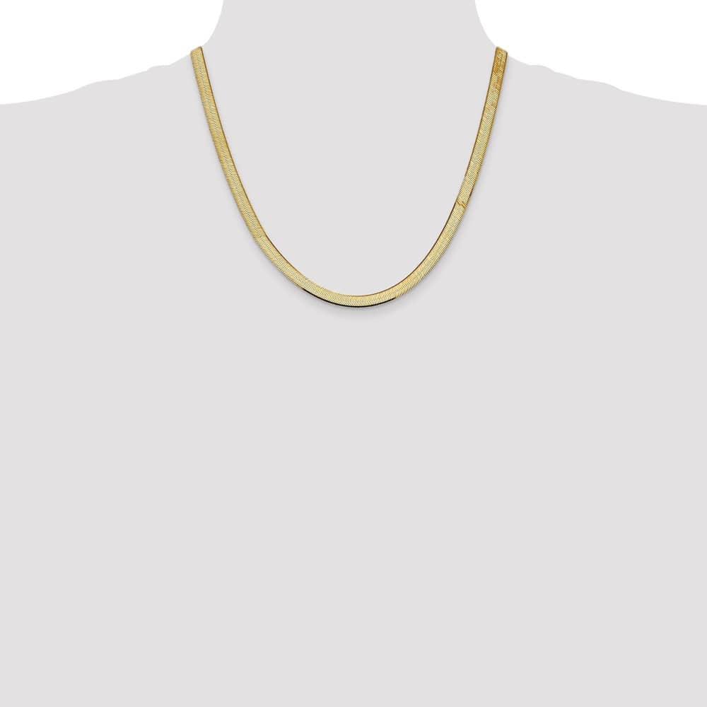 10K Yellow Gold 5.5mm Silky Herringbone Chain Size 20