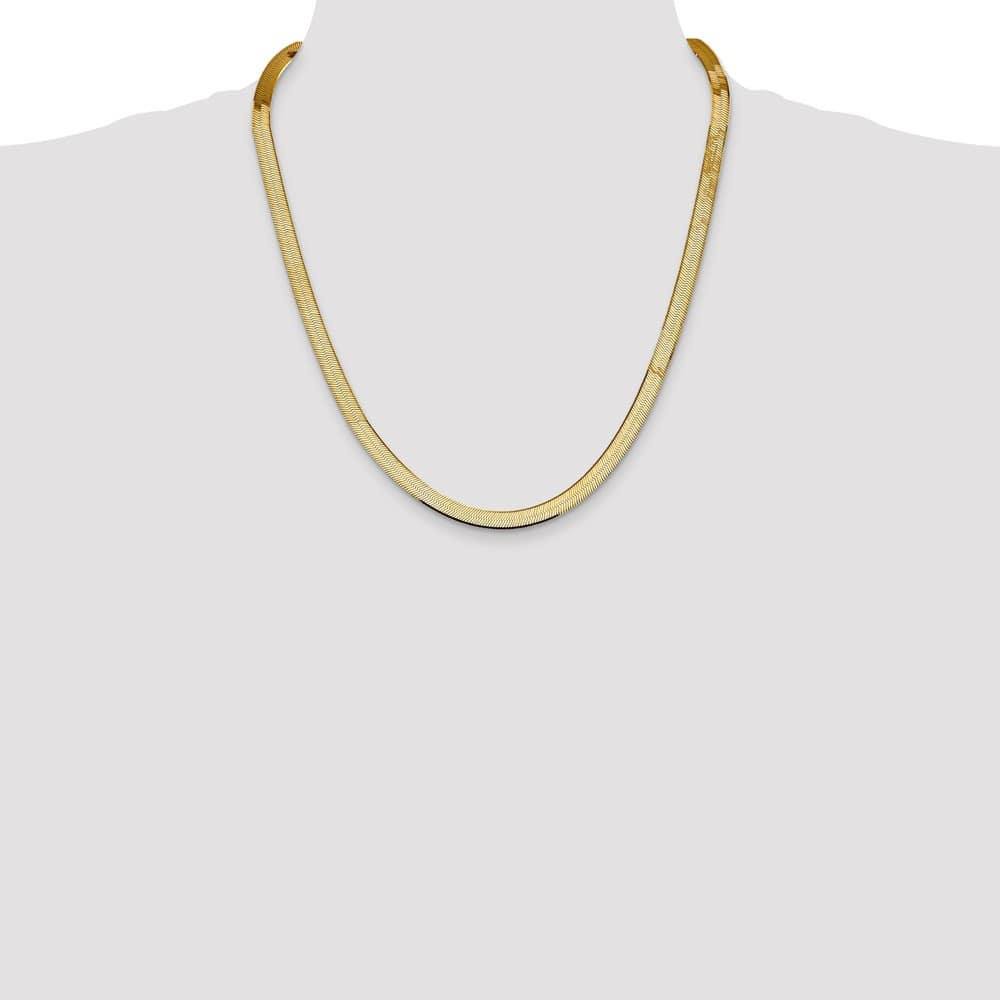 10K Yellow Gold 5.5mm Silky Herringbone Chain Size 22