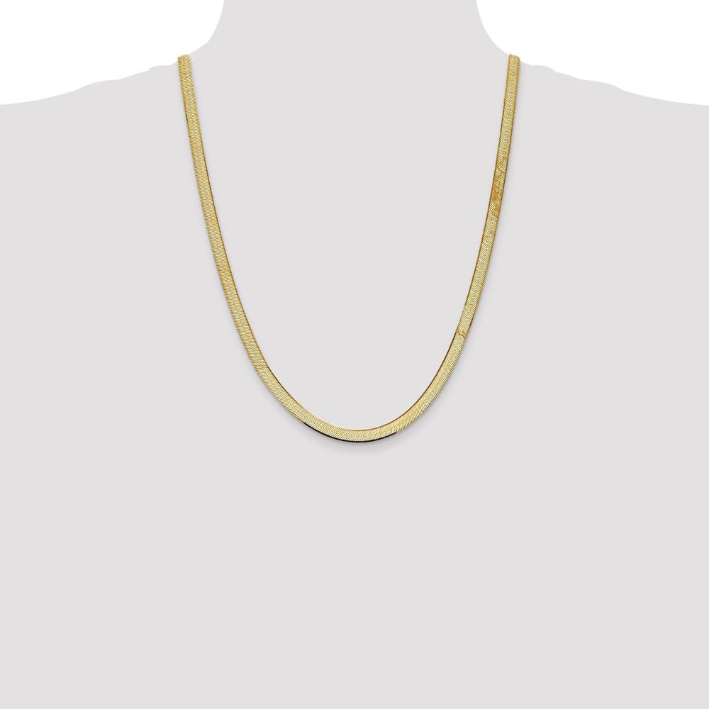 10K Yellow Gold 5.5mm Silky Herringbone Chain Size 24