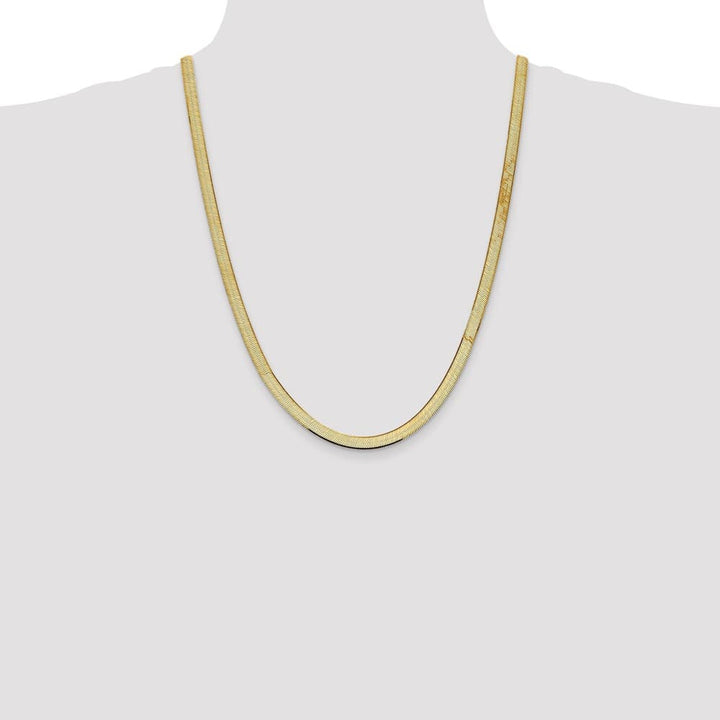 10K Yellow Gold 5.5mm Silky Herringbone Chain Size 24