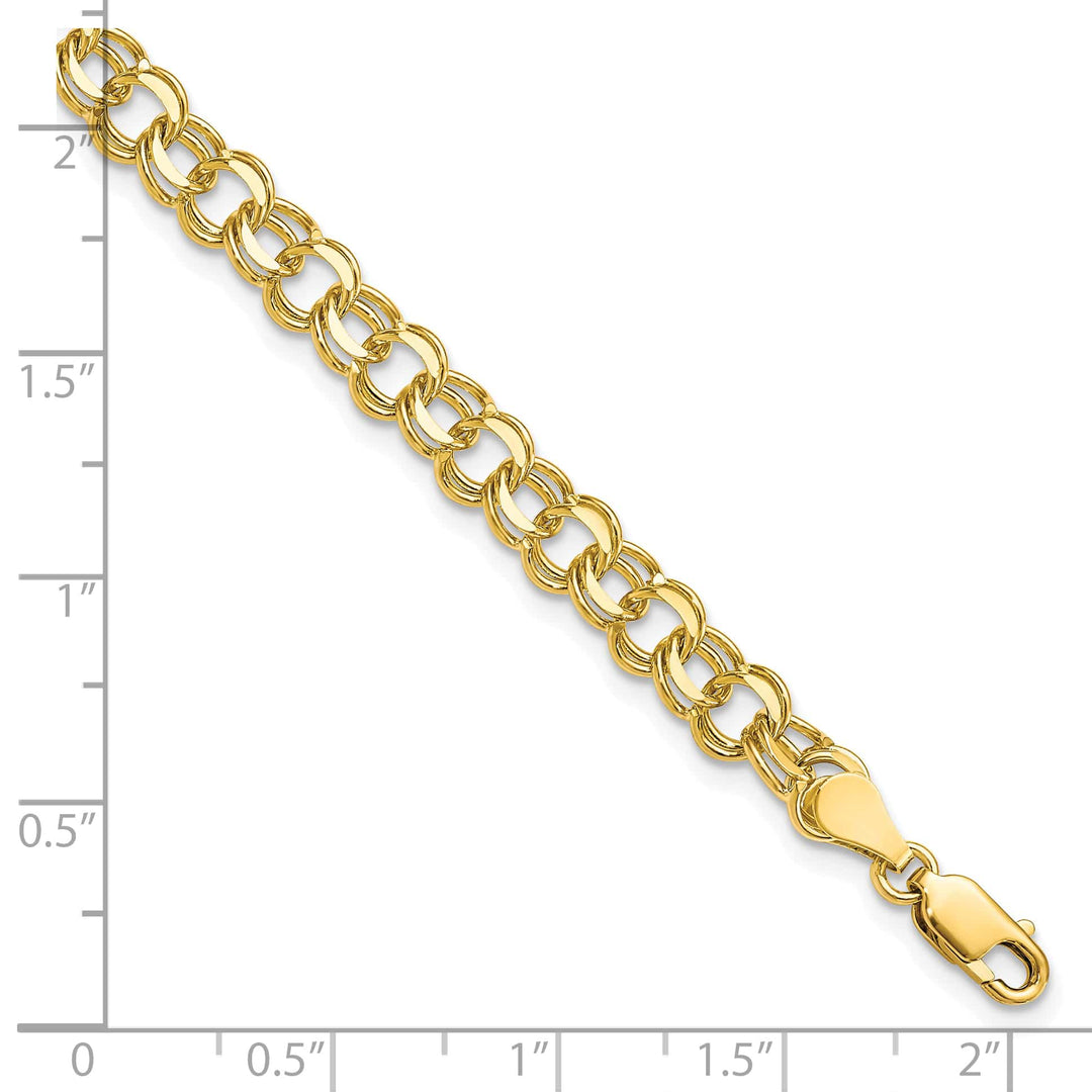 10K Yellow Gold 5.5mm Solid D.C. Double Link Charm Bracelet