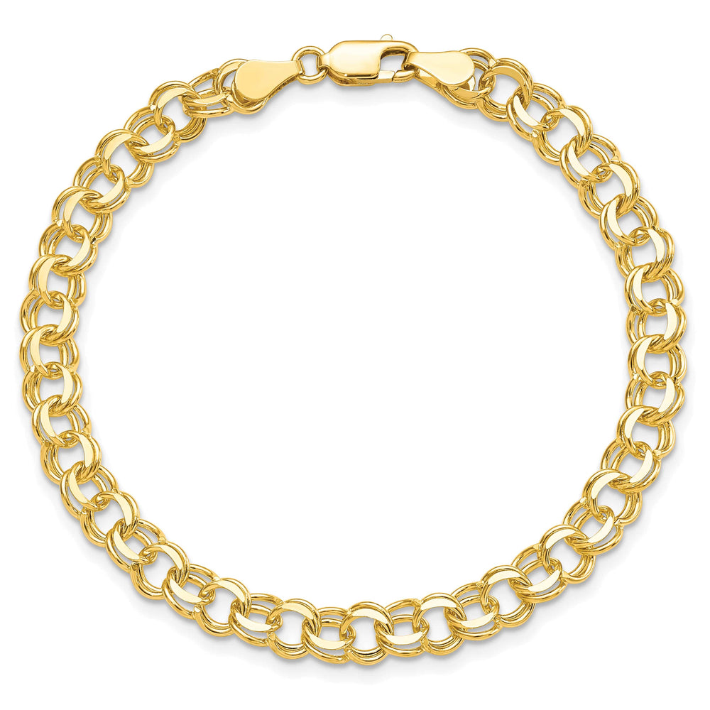 10K Yellow Gold 5.5mm Solid D.C. Double Link Charm Bracelet