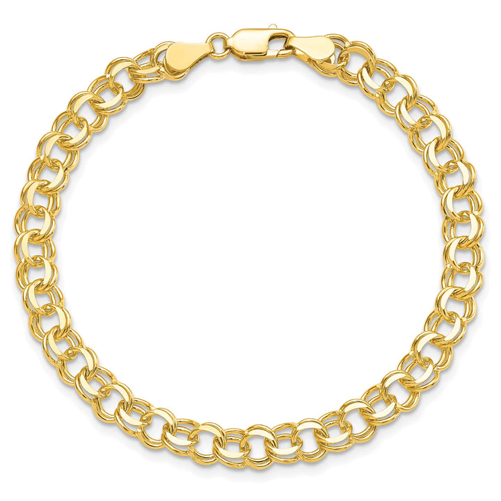 10K Yellow Gold 5.5mm Solid D.C. Double Link Charm Bracelet