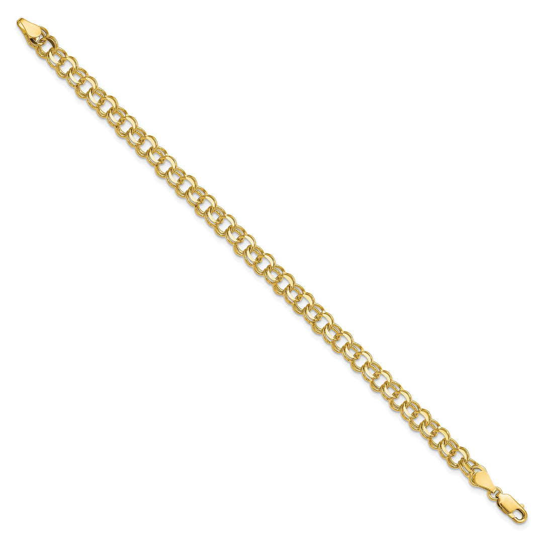 10K Yellow Gold 5.5mm Solid D.C. Double Link Charm Bracelet