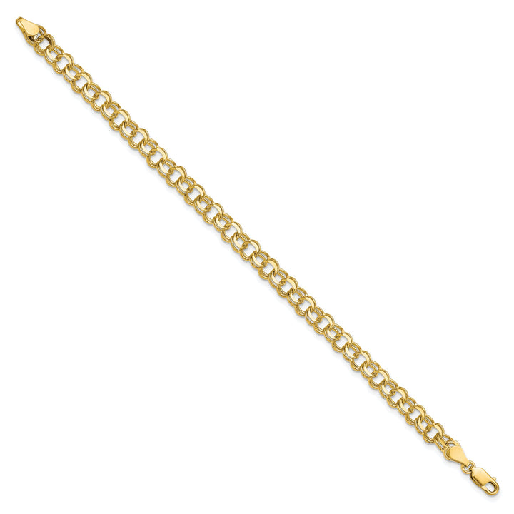 10K Yellow Gold 5.5mm Solid D.C. Double Link Charm Bracelet