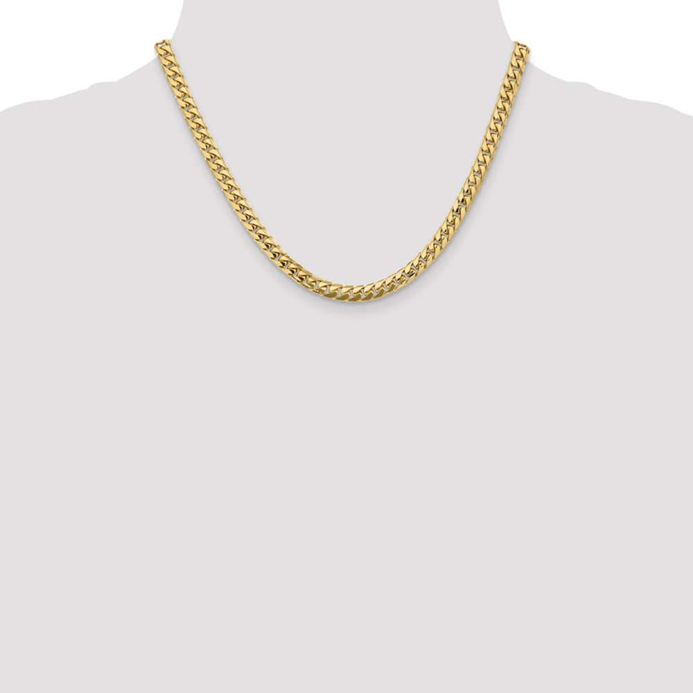 10K Yellow Gold 5.5mm Solid Miami Cuban Chain Size 18