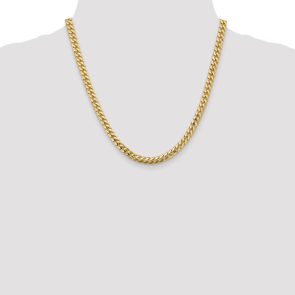 10K Yellow Gold 5.5mm Solid Miami Cuban Chain Size 20