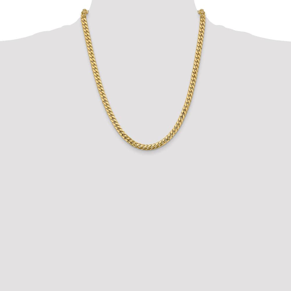 10K Yellow Gold 5.5mm Solid Miami Cuban Chain Size 22
