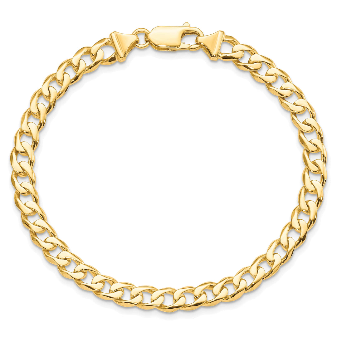 10K Yellow Gold 5.8mm Hand-polished Fancy Curb Link Bracelet 8 Inch