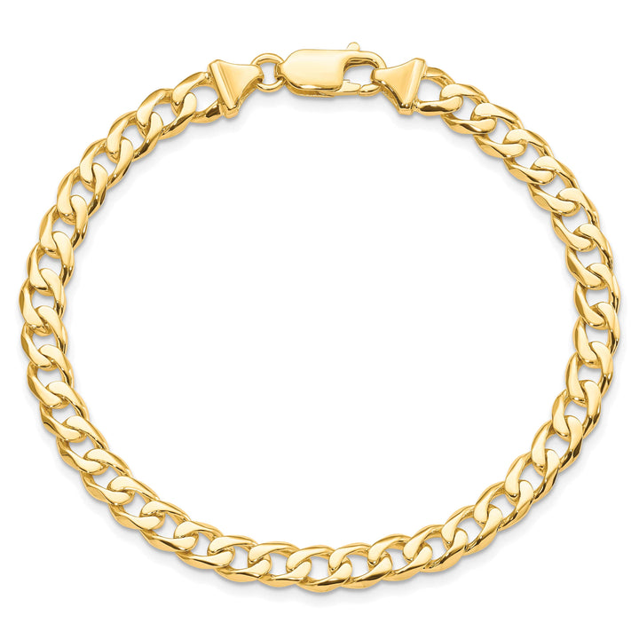 10K Yellow Gold 5.8mm Hand-polished Fancy Curb Link Bracelet 8 Inch