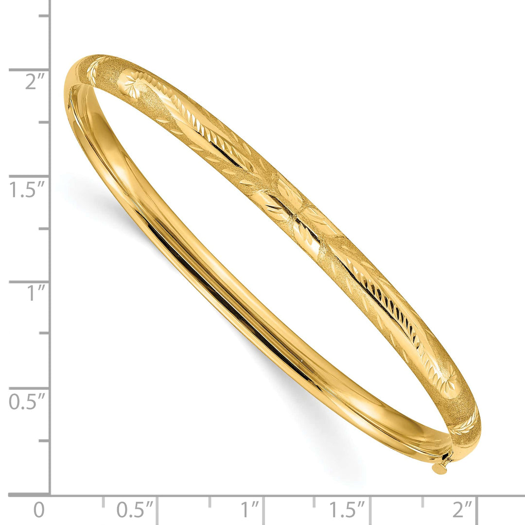 10K Yellow Gold 5 mm D.C. Brushed Hinged Bangle