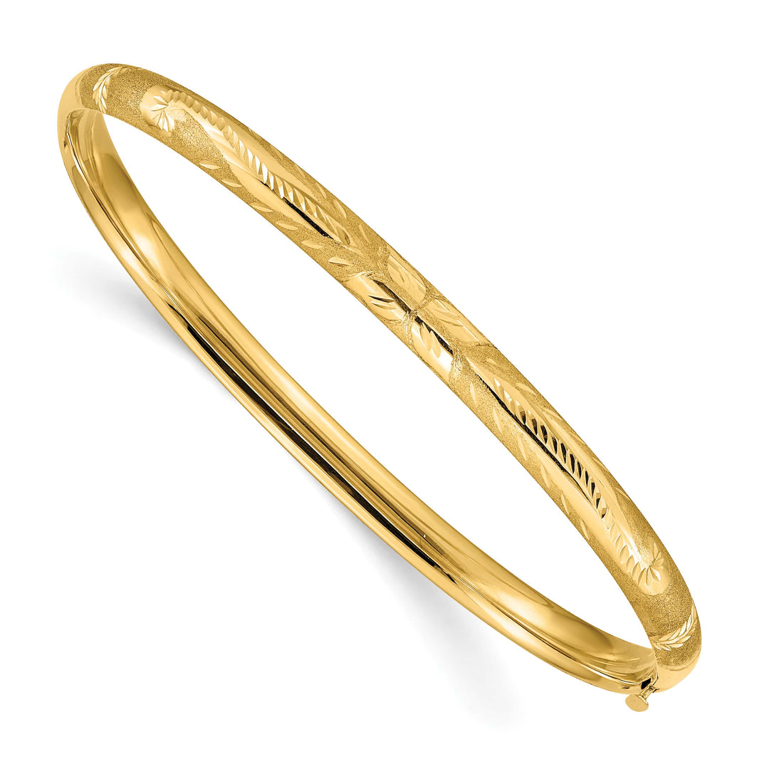 10K Yellow Gold 5 mm D.C. Brushed Hinged Bangle