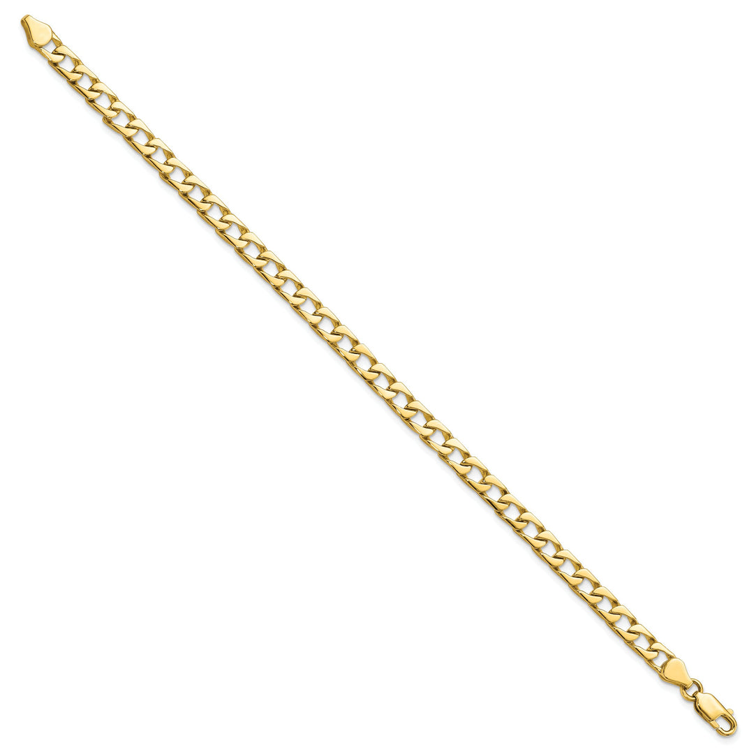 10K Yellow Gold 5mm Fancy Curb Link Bracelet 8 Inch