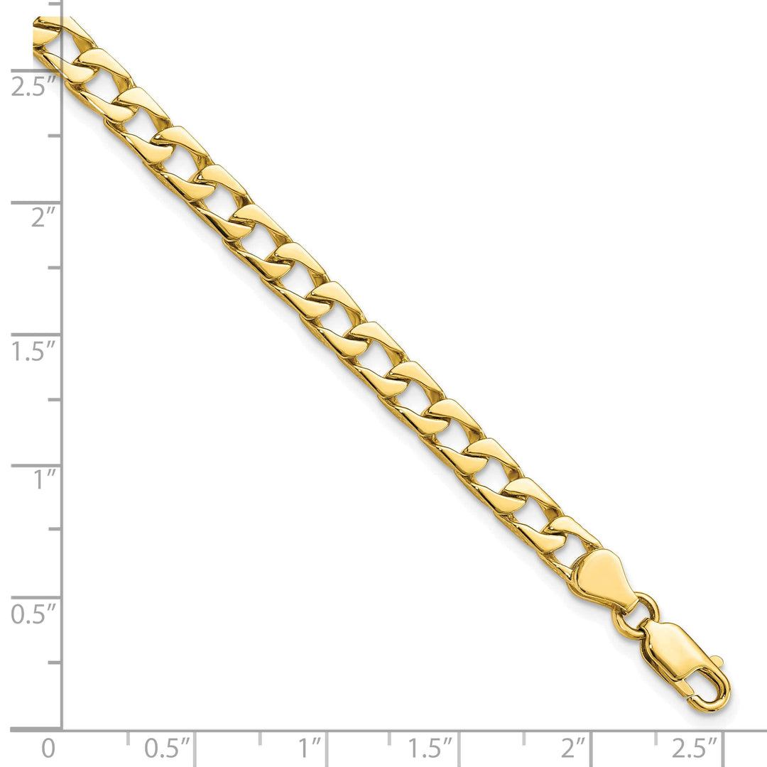 10K Yellow Gold 5mm Fancy Curb Link Bracelet 8 Inch