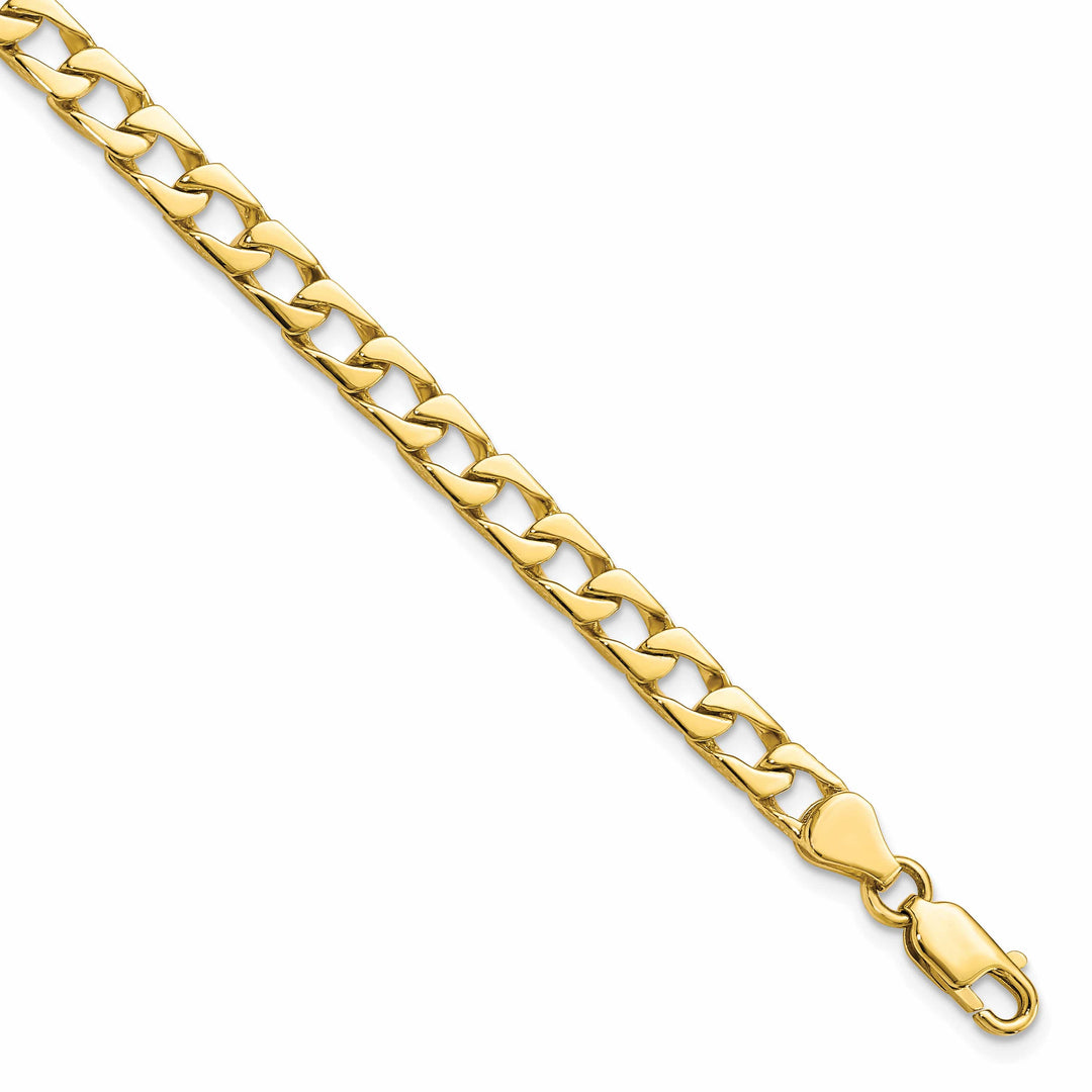 10K Yellow Gold 5mm Fancy Curb Link Bracelet 8 Inch