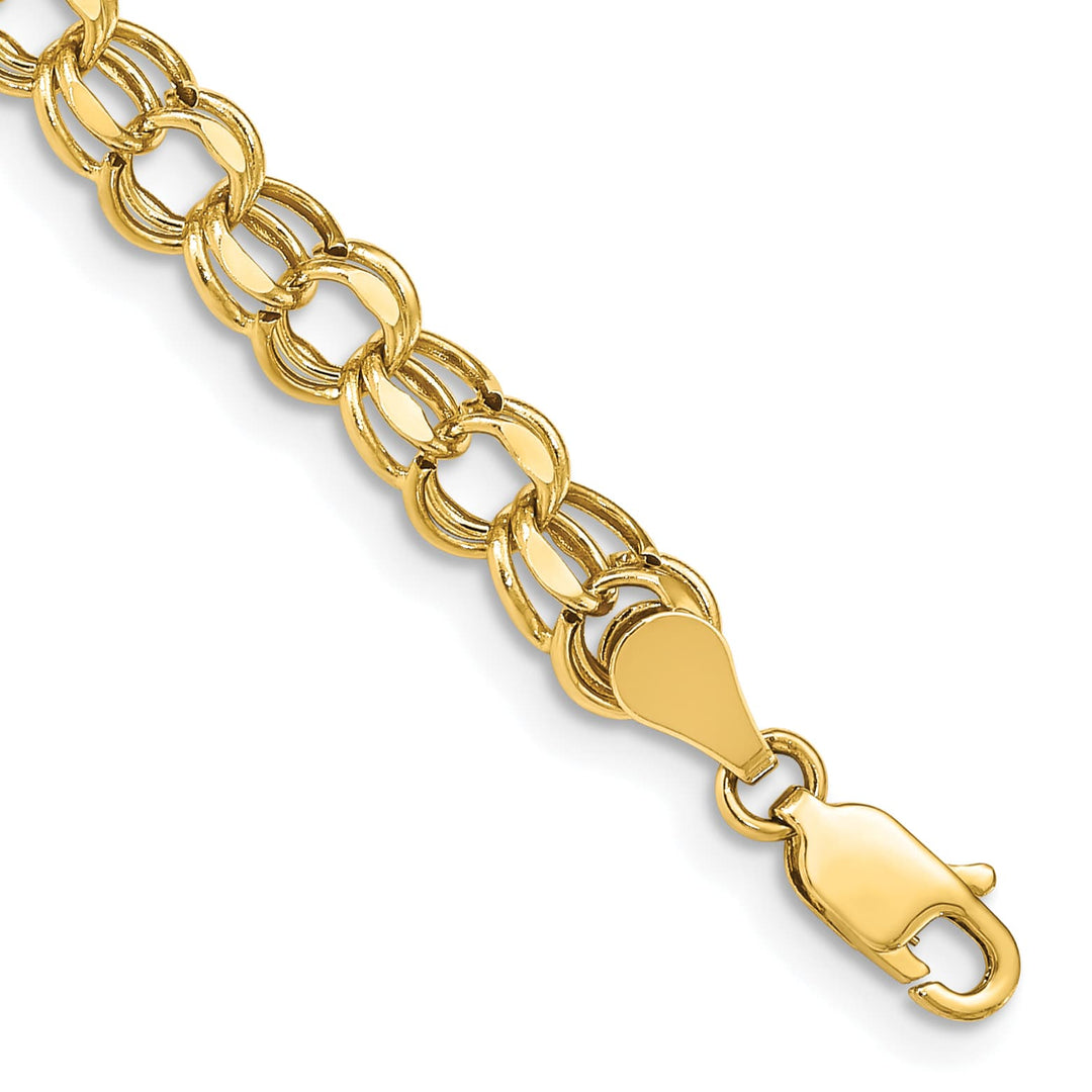 10K Yellow Gold 5mm Hollow D.C. Double Link Charm Bracelet