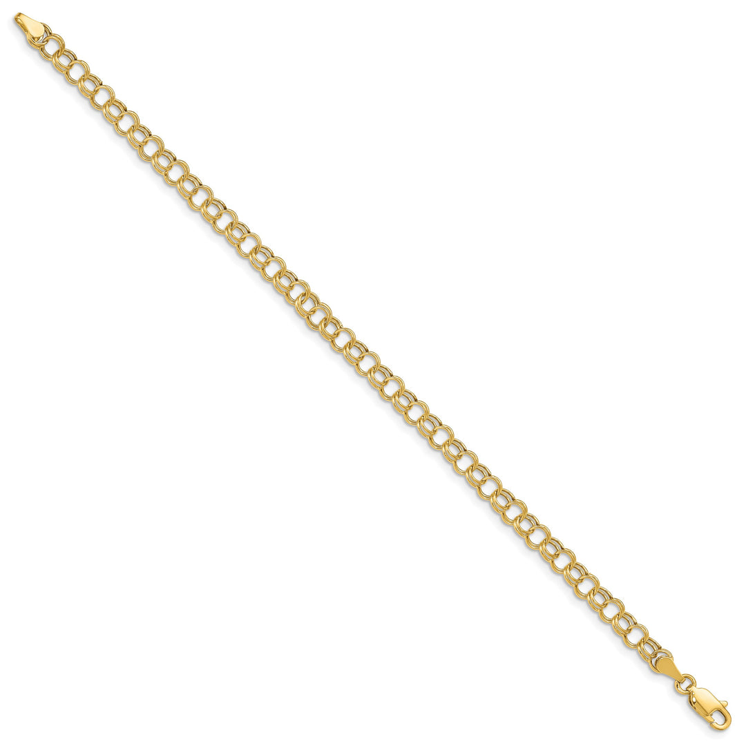 10K Yellow Gold 5mm Hollow Double Link Charm Bracelet