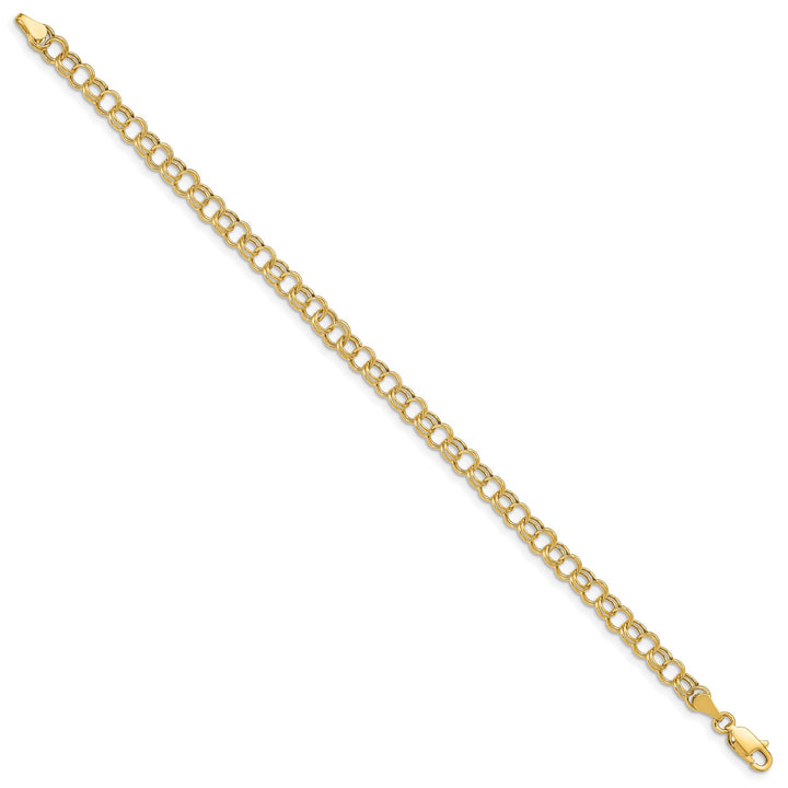 10K Yellow Gold 5mm Hollow Double Link Charm Bracelet