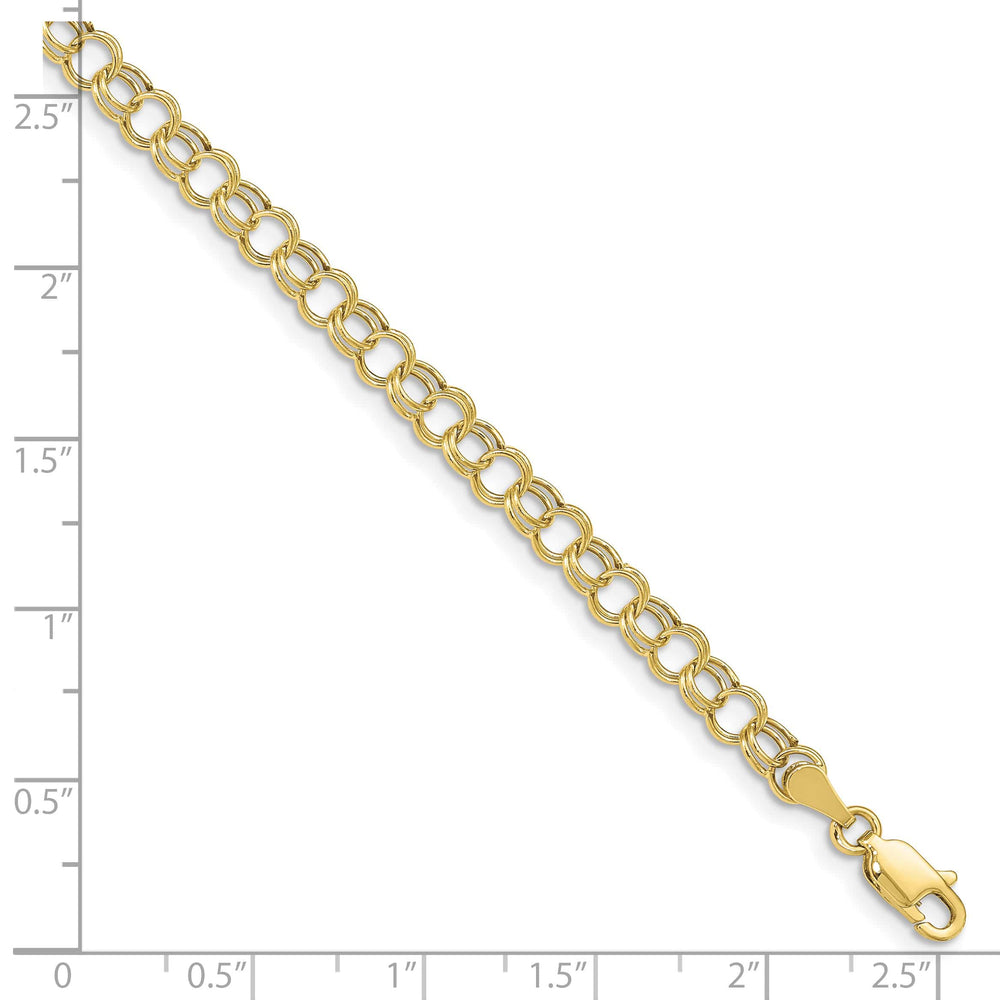 10K Yellow Gold 5mm Hollow Double Link Charm Bracelet